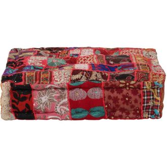 vidaXL Puf Cuadrado De Pachtwork Algod&oacute;n Hecho A Mano 50x50x12 Cm Rojo Vidaxl