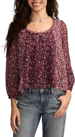 Lucky Brand Mixed Print Swing Top in Burgundy Combo at Nordstrom, Size Xx-Large