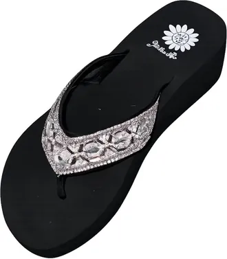 Yellow Box Womens Sarinah Flip-Flops In Black/clear