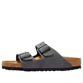 Birkenstock Arizona Birkibuc Velvet Gray Black Buckles 1032023