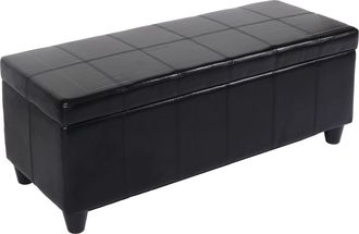 Hhg Nunca Usado] Asiento De Banco Con Almacenamiento Kriens Cuero + Imitaci&oacute;n De Cuero 112x45x45cm Mvg-certificado, Negro