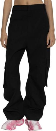 Balenciaga Pantalones cargo de lana de talle alto y corte barril - Trousers - Mujer - Negro - M