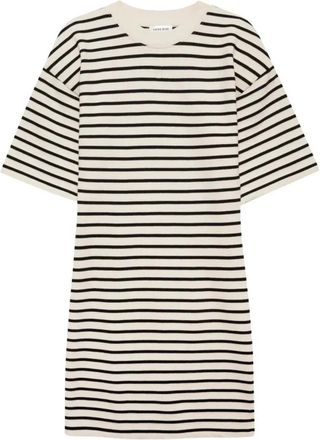 Anine Bing Gestreept Mini Jurkje - Dames - Korte kleedjes - Beige - M - Katoen - Kleedjes