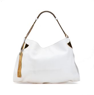 Gucci Pre-owned Womens Leather Hobo Bag With Tassel - White - One Size