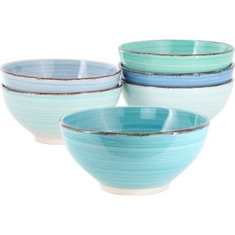 Elama Blue Ridge 6.25 Inch 6 Piece Round Stoneware Assorted Bowl Set at Nordstrom