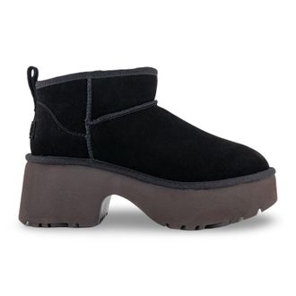 UGG Classic Ultra Mini New Heights Suede Womens Ankle Boots - Black - Size:UK 4
