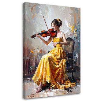 Feeby Cuadro En Lienzo Mujer Tocando El Viol&iacute;n 70x100