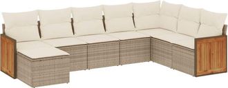 vidaXL Vidaxl - Juego De Sof&aacute;s De Jard&iacute;n Con Cojines Beige 8 Pzas Rat&aacute;n Pe
