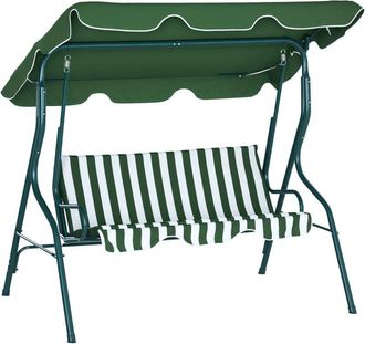 OUTSUNNY 3-person Garden Swing Chair w/ Adjustable Canopy Green