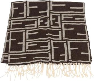 Fendi Pre-owned Vintage Zucca Sjaal - Dames - Vintage Accessoires - Bruin - ONE Size - Wol - Vintage