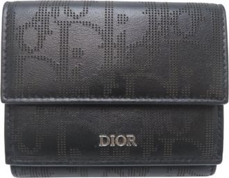Dior Black Leather Wallet (Tri-Fold) (Pre-Owned)