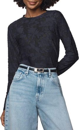 Splendid Cecelia Floral Long Sleeve Top in Ice Navy at Nordstrom, Size X-Large