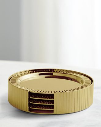 ANNA new york Striations Coasters in Holder, Set of 4