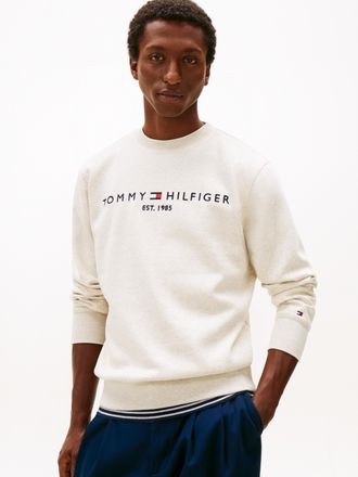 Tommy Hilfiger TOMMY LOGO SWEATSHIRT mit Rundhals und Stickerei, unifarben, casual, regular fit, Baumwollmix, Rundhals
