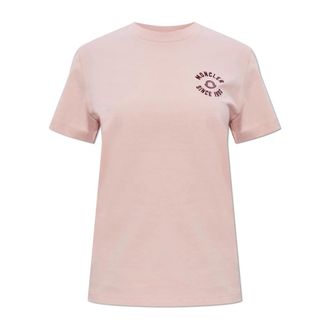 Moncler T-Shirts, female, Pink, Size: XS Logo Patch T-Shirt