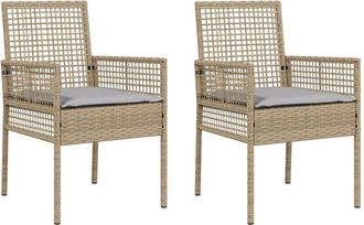 vidaXL Silla De Jard&iacute;n 2 Pcs Beige 53 X 60 X 85cm Rat&aacute;n Sint&eacute;tico Vidaxl