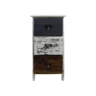 Mobili Rebecca Mobili Rebecca - Rebecca Mobili Mesilla 3 Cajones Madera Retro Blanco Gris Marr&oacute;n 58x28x28