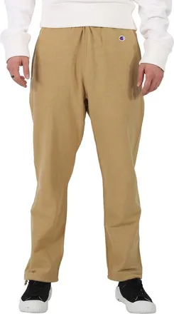 Champion Mens Beige Cotton Logo Long Sweatpants, Size Large
