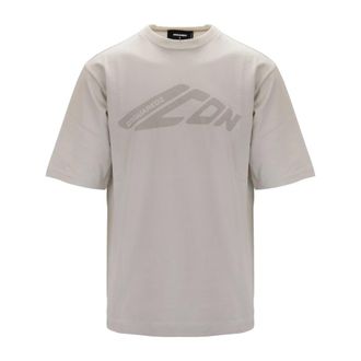 Dsquared2 T-shirt met ronde hals - Heren - Tops - Beige - Maat: XL Katoen
