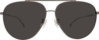 HUGO BOSS Polarized Grey Pilot Mens Sunglasses BOSS 1296/F/S 0R80/M9 63