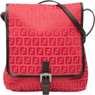 Fendi Pre-owned Canvas Crossbody Bag - Dames - Vintage Schoudertas - Rood - ONE Size - Leer - Vintage