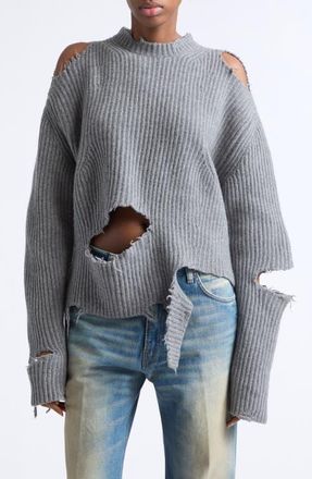 Haikure Ozie Destroyed Rib Merino Wool Sweater (Nordstrom Exclusive) in Grey at Nordstrom, Size X-Small