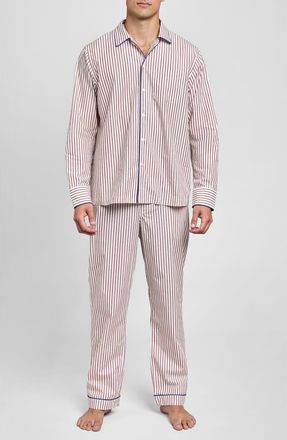 Sleepy Jones Henry Pajama Set in Burgundy Stripe at Nordstrom, Size Xx-Large
