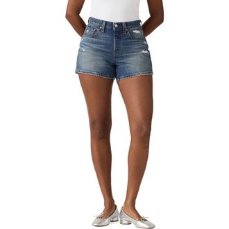 Levi's 501 Curve Ripped Mid Rise Denim Shorts in Happy Vibes Curve at Nordstrom, Size 34