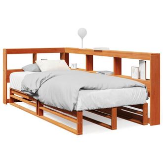 Berkfield Home Bookcase Bed without Mattress Wax Brown 90x200cm Solid Wood Pine | Size: 90x200 cm