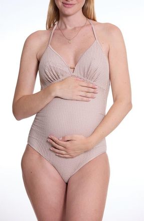Cache Coeur Maternity Swimsuit Milos in Beige at Nordstrom, Size X-Large