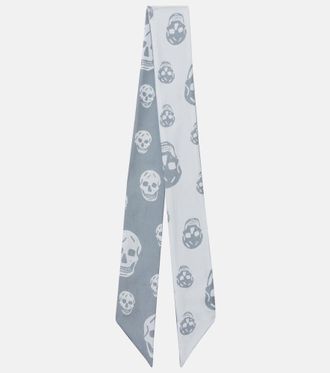 Alexander McQueen Sciarpa Skull in twill di seta
