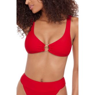 Steve Madden O-Ring Bikini Top in Cherry Red at Nordstrom, Size X-Small