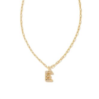 Kendra Scott Womens Crystal Letter E Short Pendant Necklace In Gold White