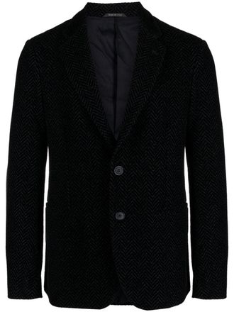 Giorgio Armani textured-finish notched-lapels blazer - Blue