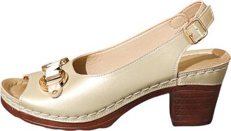 Generic WomenS Open Toe Slingback Shoes Block Heel Sandals For Women Mid Chunky Heeled Sandal With Buckle Ankle Strap Footwear Summer Court Shoe For Business 