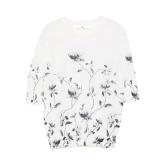 Ermanno Scervino Round-neck Knitwear, female, Multicolor, Size: L Floral-Print Sweater