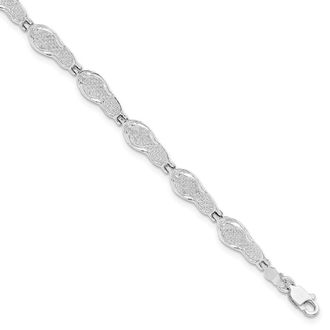 Diamond2Deal Sterling Silver Rhodium-plated Polished Flip-flop Bracelet