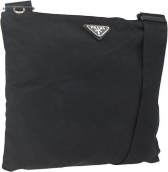 Prada Pre-owned Cross Body Bags, female, Black, Size: ONE SIZE Pre-owned Nylon Cross Body Bag