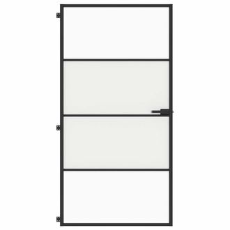Berkfield Home Interior Door Slim Black 102.5x201.5 cm Tempered Glass & Aluminium