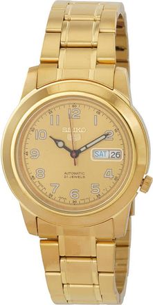 Seiko 5 Automatic Gold Dial Yellow Gold-tone Mens Watch SNKK38J1