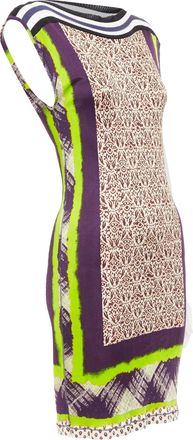 Jean Paul Gaultier Soleil Vintage neon purple ethnic scarf print mini dress XS