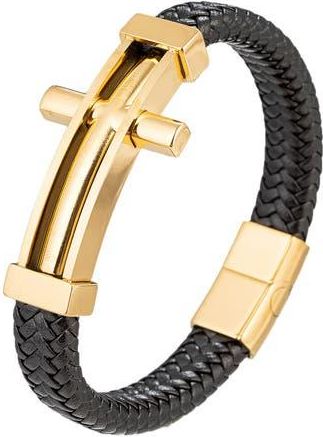 Eye Candy Los Angeles Cross Leather Bracelet in Gold at Nordstrom Rack
