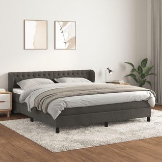 vidaXL Vidaxl - Cama Box Spring Con Colch&oacute;n Terciopelo Gris Oscuro 180x200 Cm