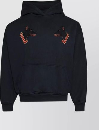 Rhude hooded sweater with embroidered dog design