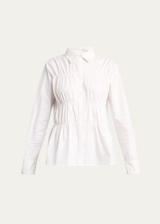 Proenza Schouler Pearl Cinched Cotton Poplin Shirt