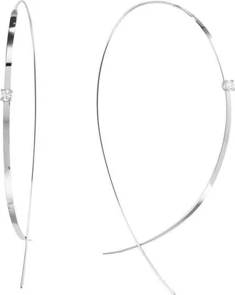 Lana Jewelry Jewelry Flat Upside Down Diamond Hoop Earrings in 14K White Gold at Nordstrom