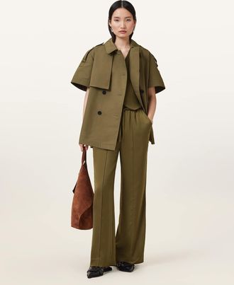 AllSaints Cotton Flow Short Sleeve Trench Jacket, Size: XS