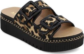Mia Jimenna Buckle Strap Platform Sandal in Leopard/Black at Nordstrom, Size 9.5