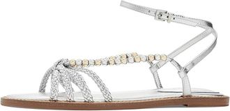 Schutz Adele Glam Flat Womens Sandals Silver : 10.5 M, Leather