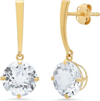 MAX + STONE 14k Yellow Gold Solitaire Round-Cut Gemstone Drop Earrings (8mm)